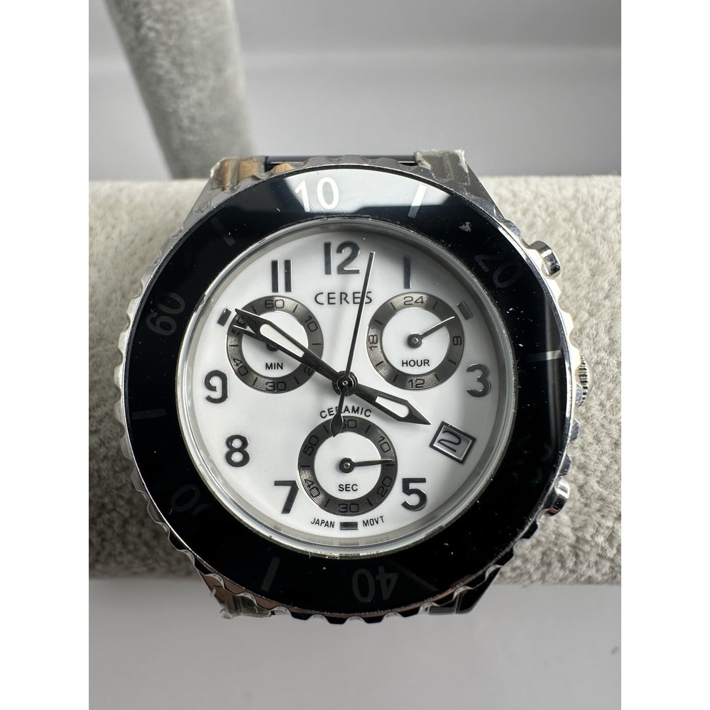 Ceres M-420 Ceramic Watch New Battery 34MM 7.25" Chronograph D7‎